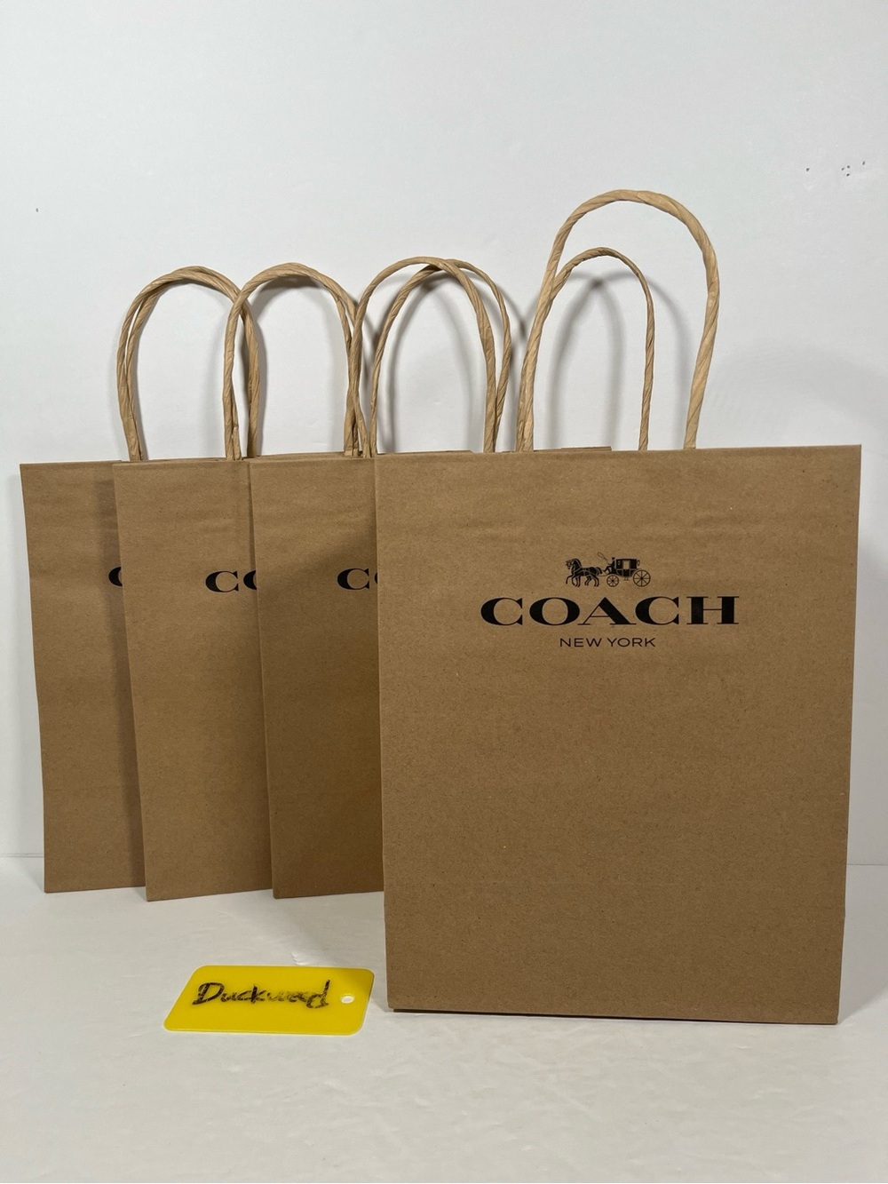 New 4-Pack Coach Paper Shopping Bags Small Size Brown Paper Gift Bag